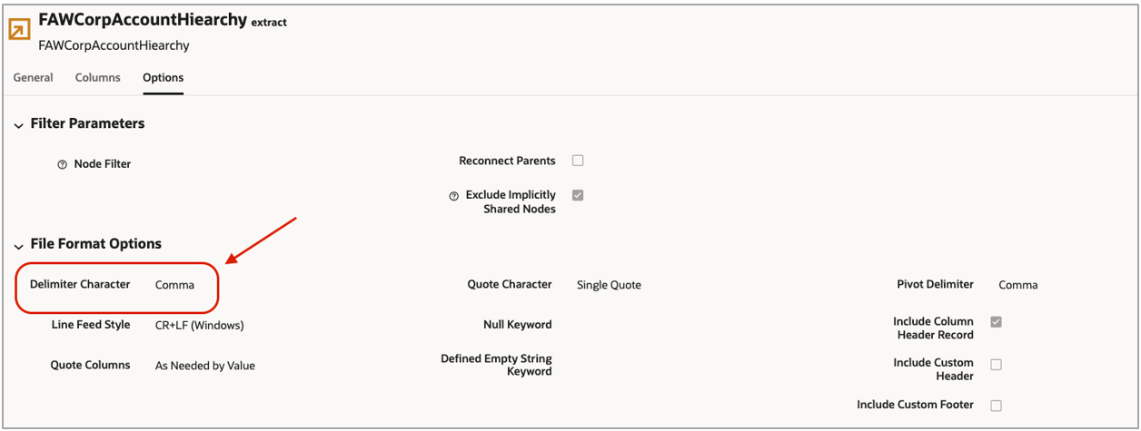 Delimiter character set to comma