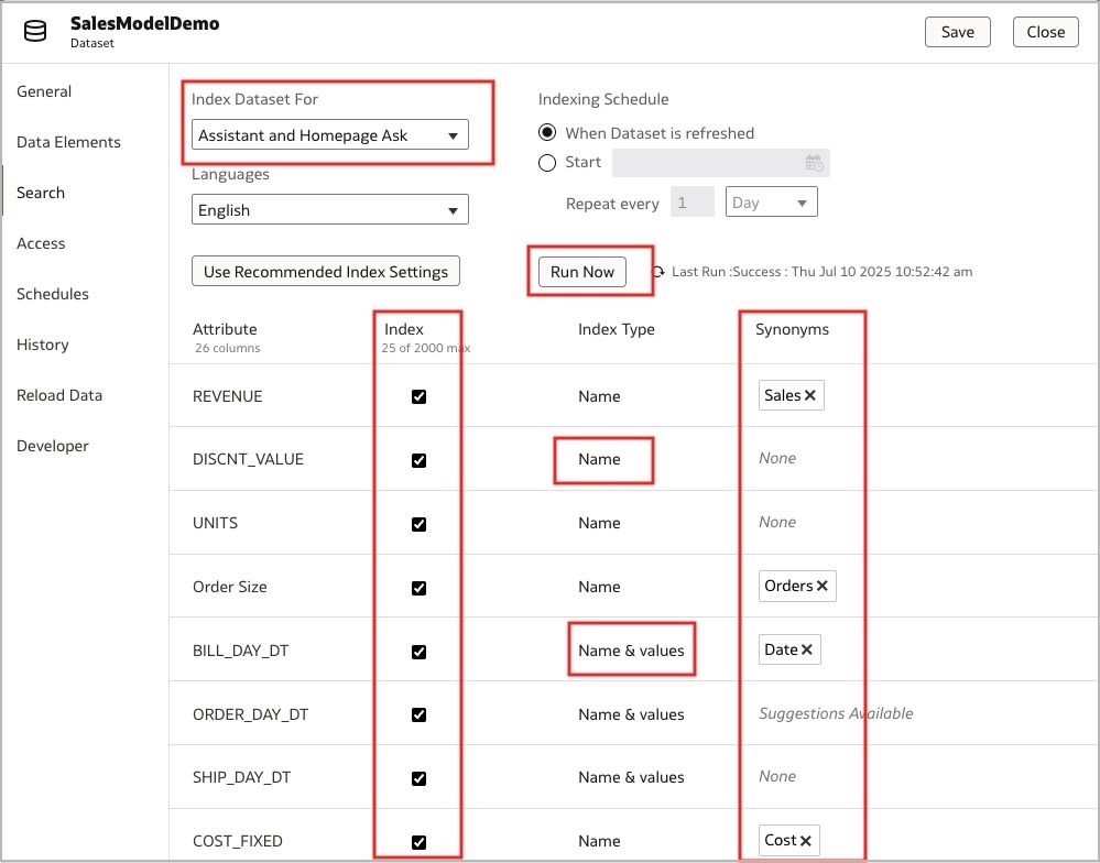 Enable Dataset for AI Assistant