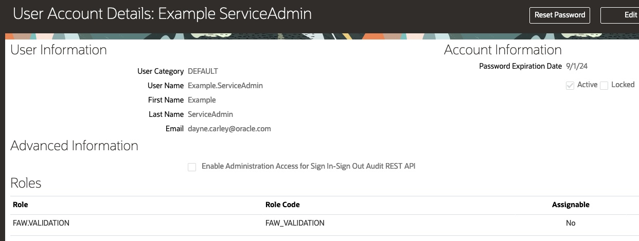 FAW ServiceAdmin USER