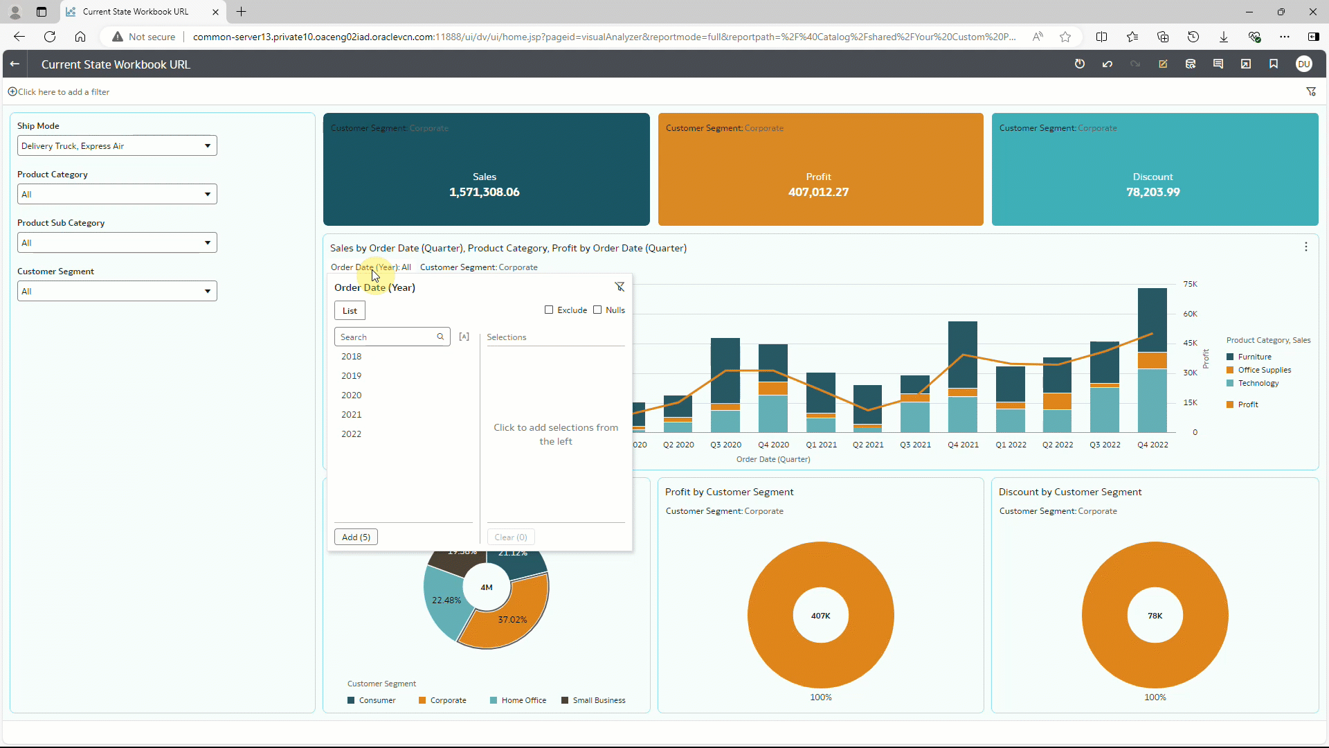 Figure 10: Exporting a dashboard with multiple persistent filter values