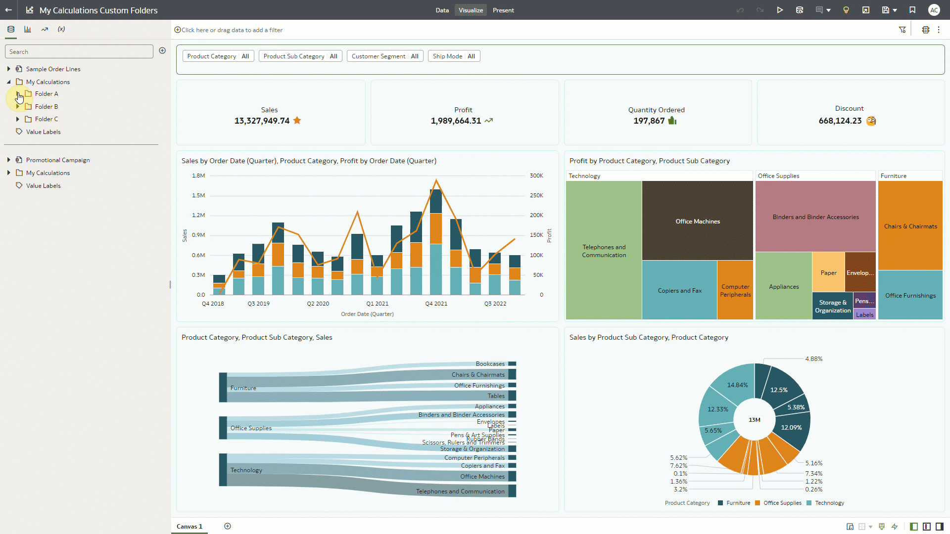 Figure 4: Enhanced organization for calculations with custom calculation folders