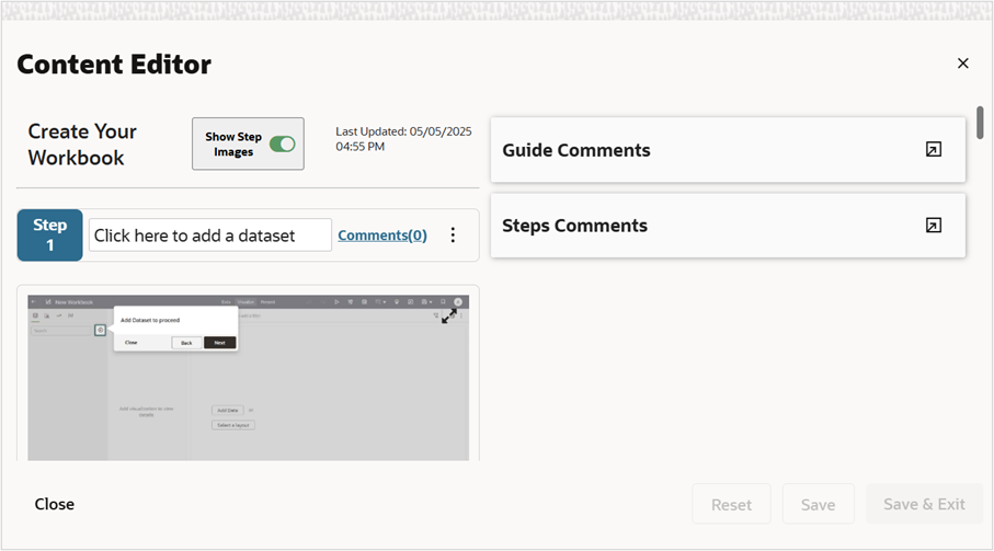 Figure 4 Content Editor to write your guide