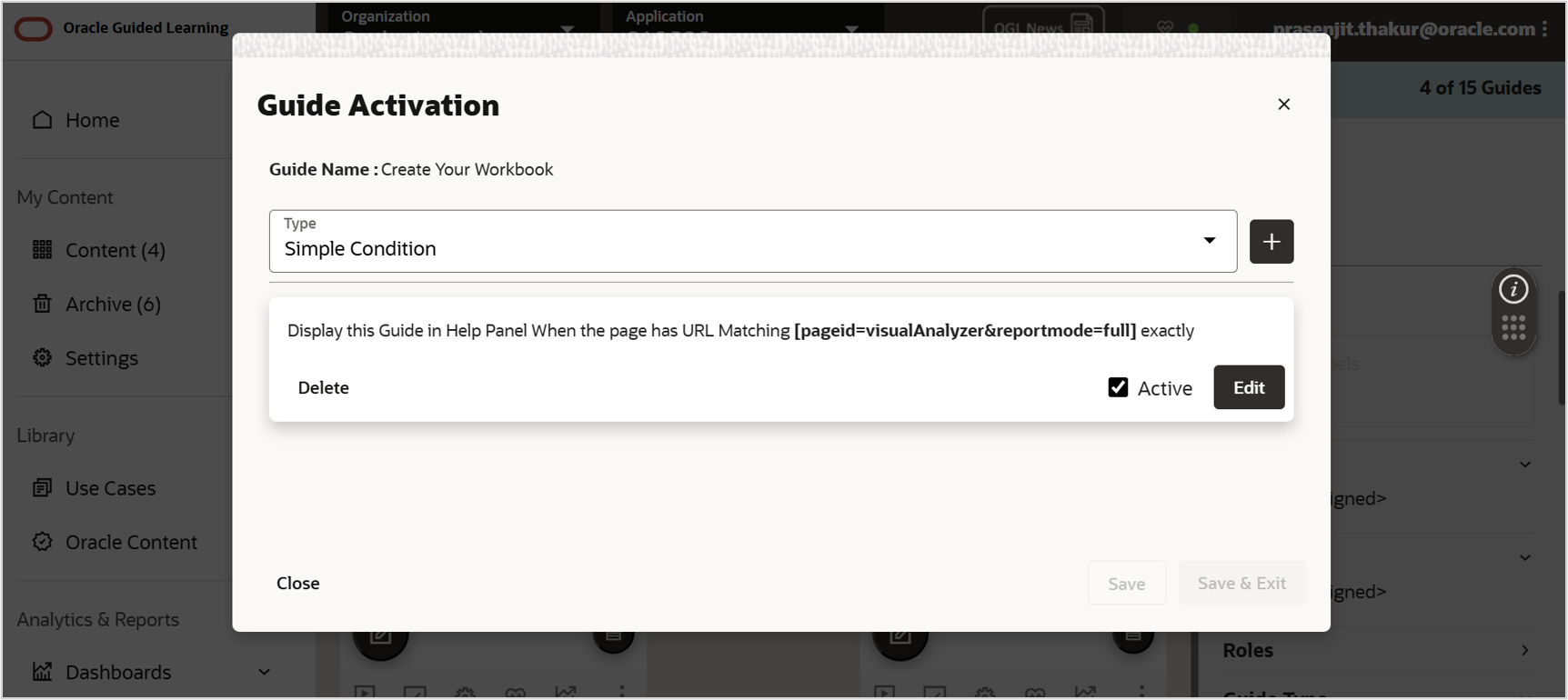 Guide Activation set up