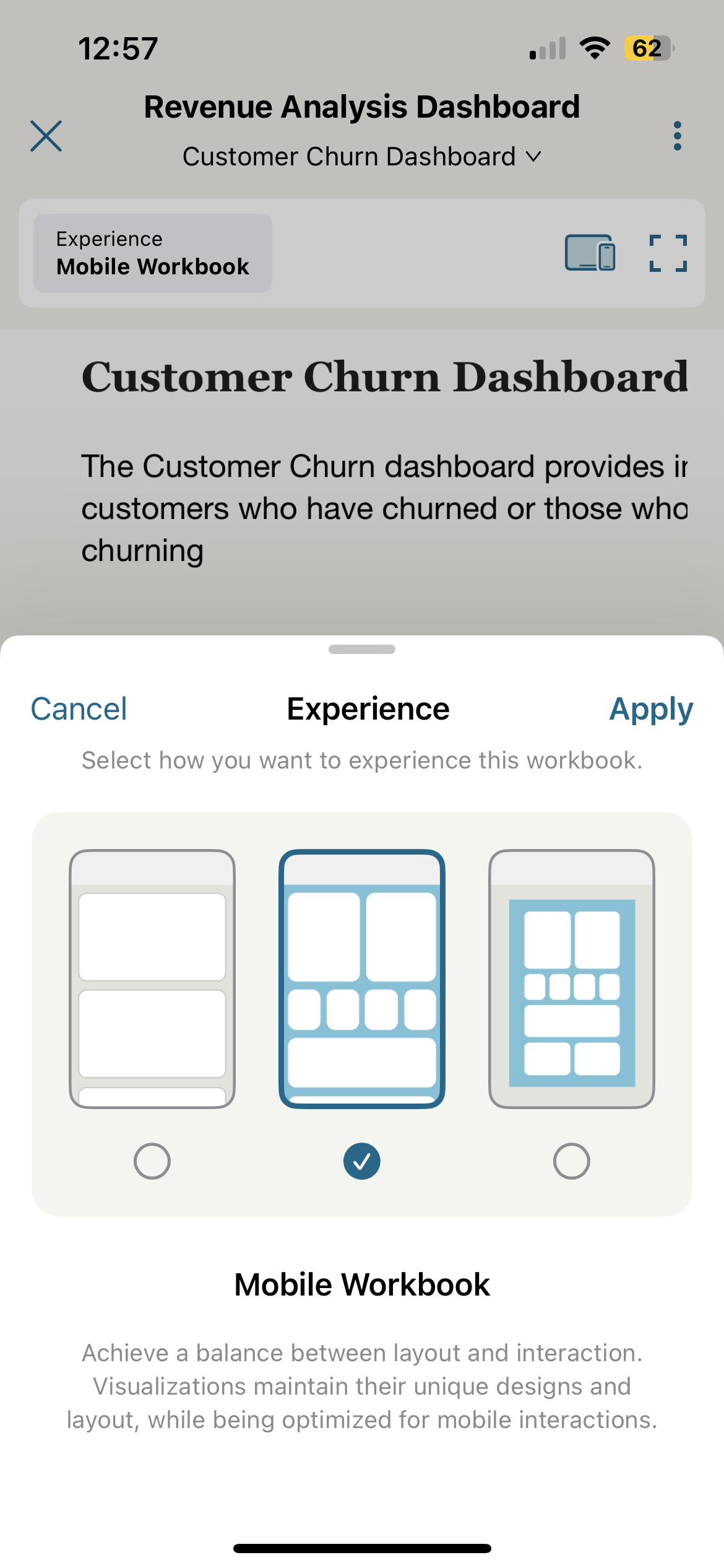 Mobile workbook experience