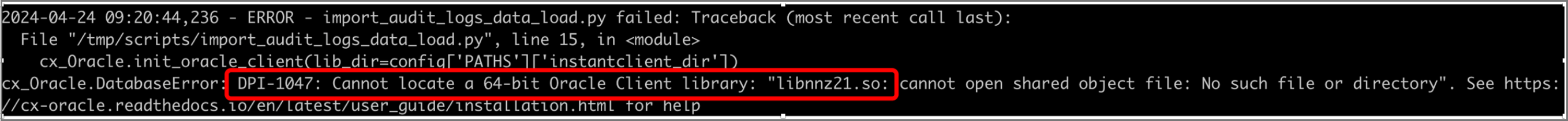 instant client lib error