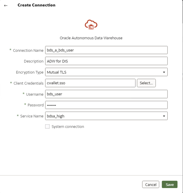 OACADWConnectionDetail