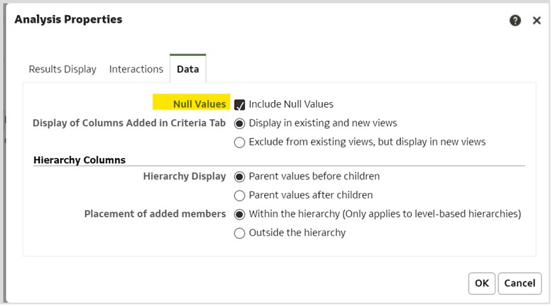 Include Null Value option