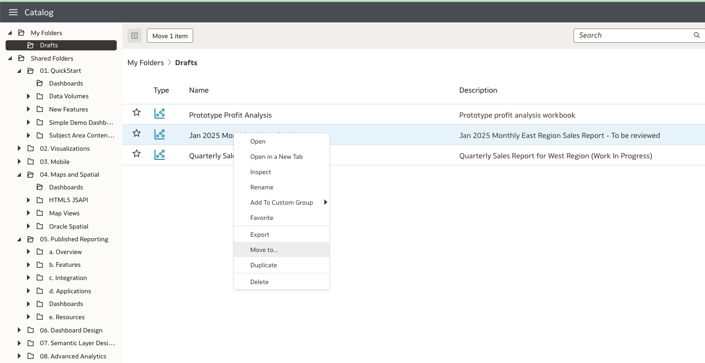 Catalog improvements