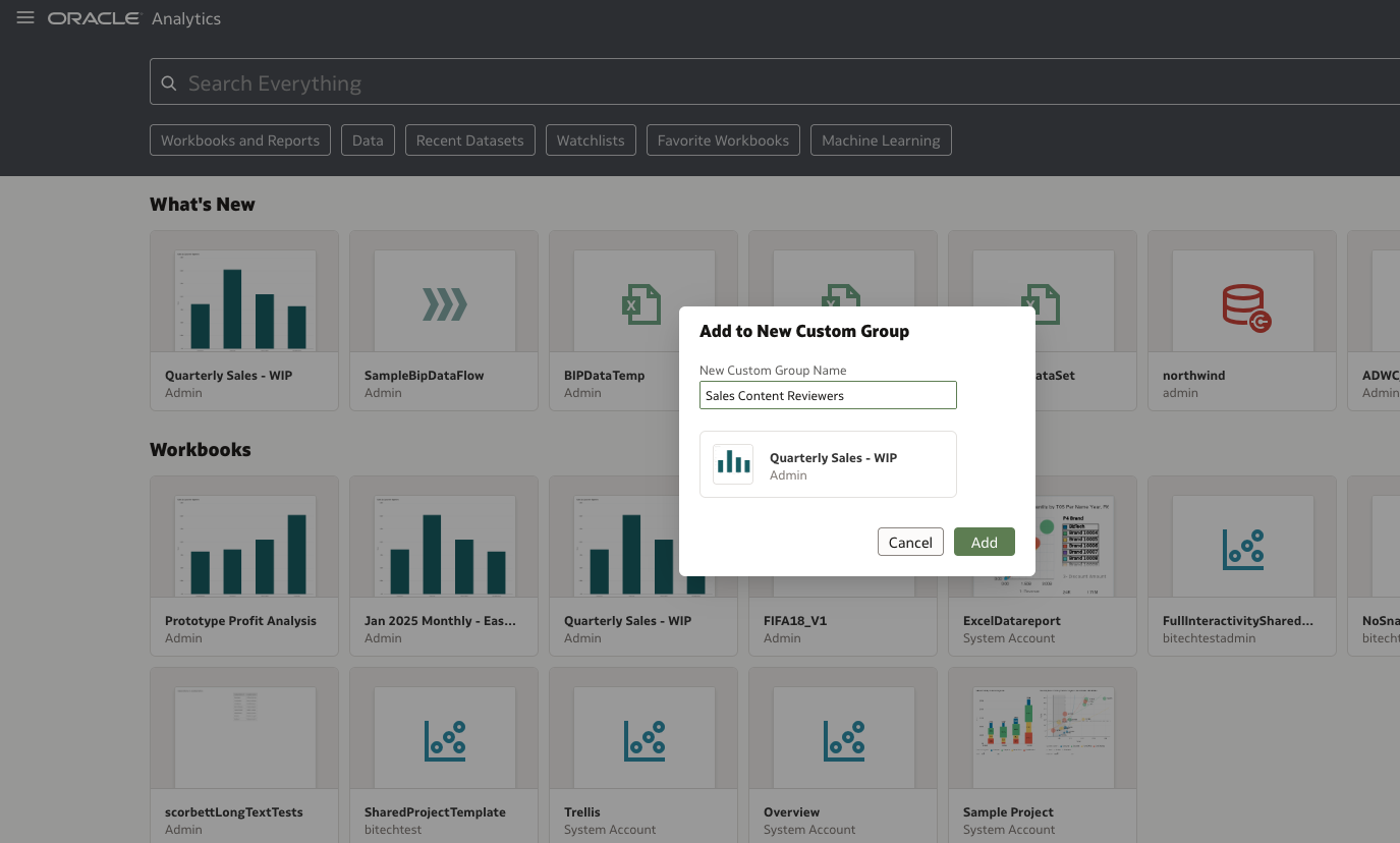 Home page Custom Groups