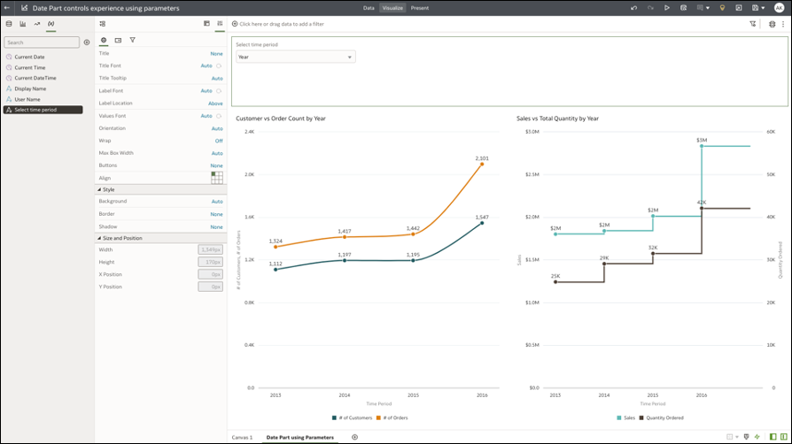 Parameter on dashboard filter