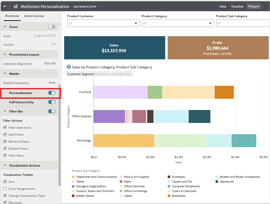Personalization Toggle In Present Workspace