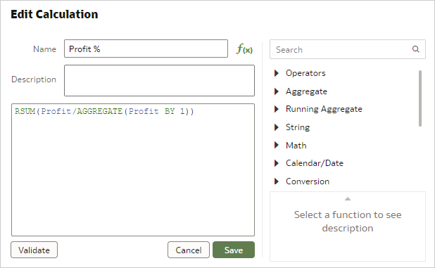 Running sum of profit % contribution of each product to overall profit.