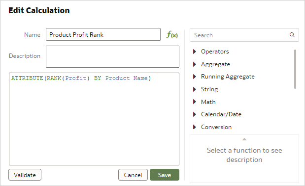 Product Profit Rank calculation