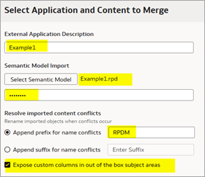 Select Application and Content to Merge