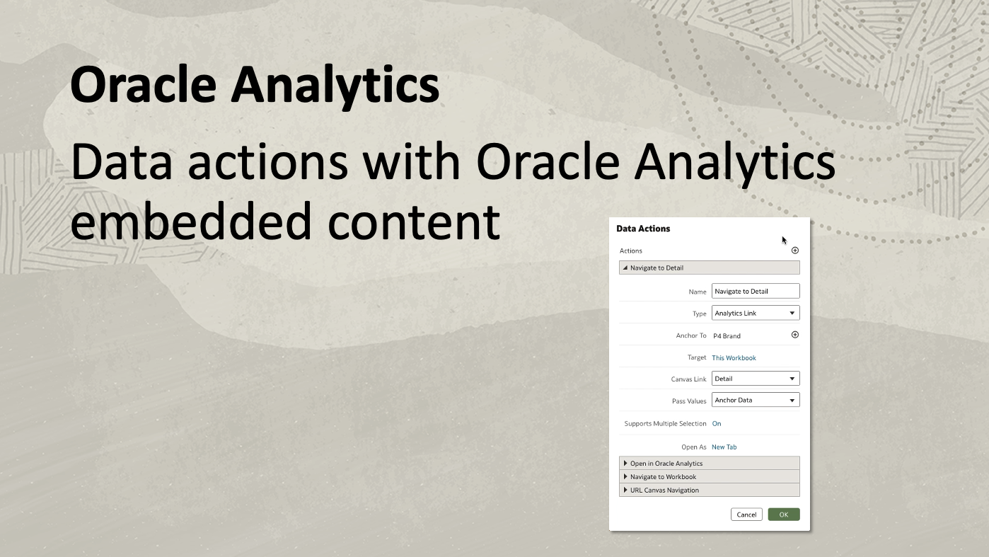 Data actions with Oracle Analytics Embedded Content