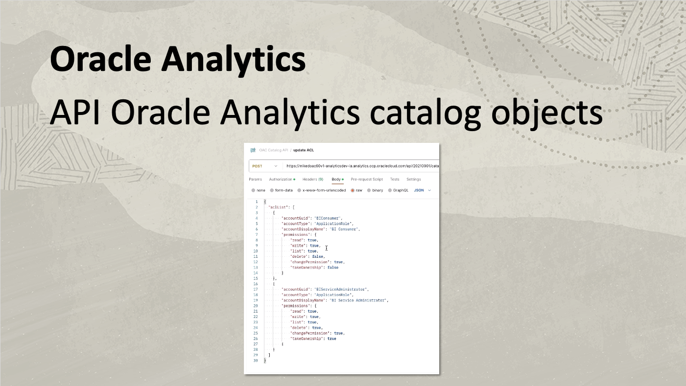 API Oracle Analytics catalog objects