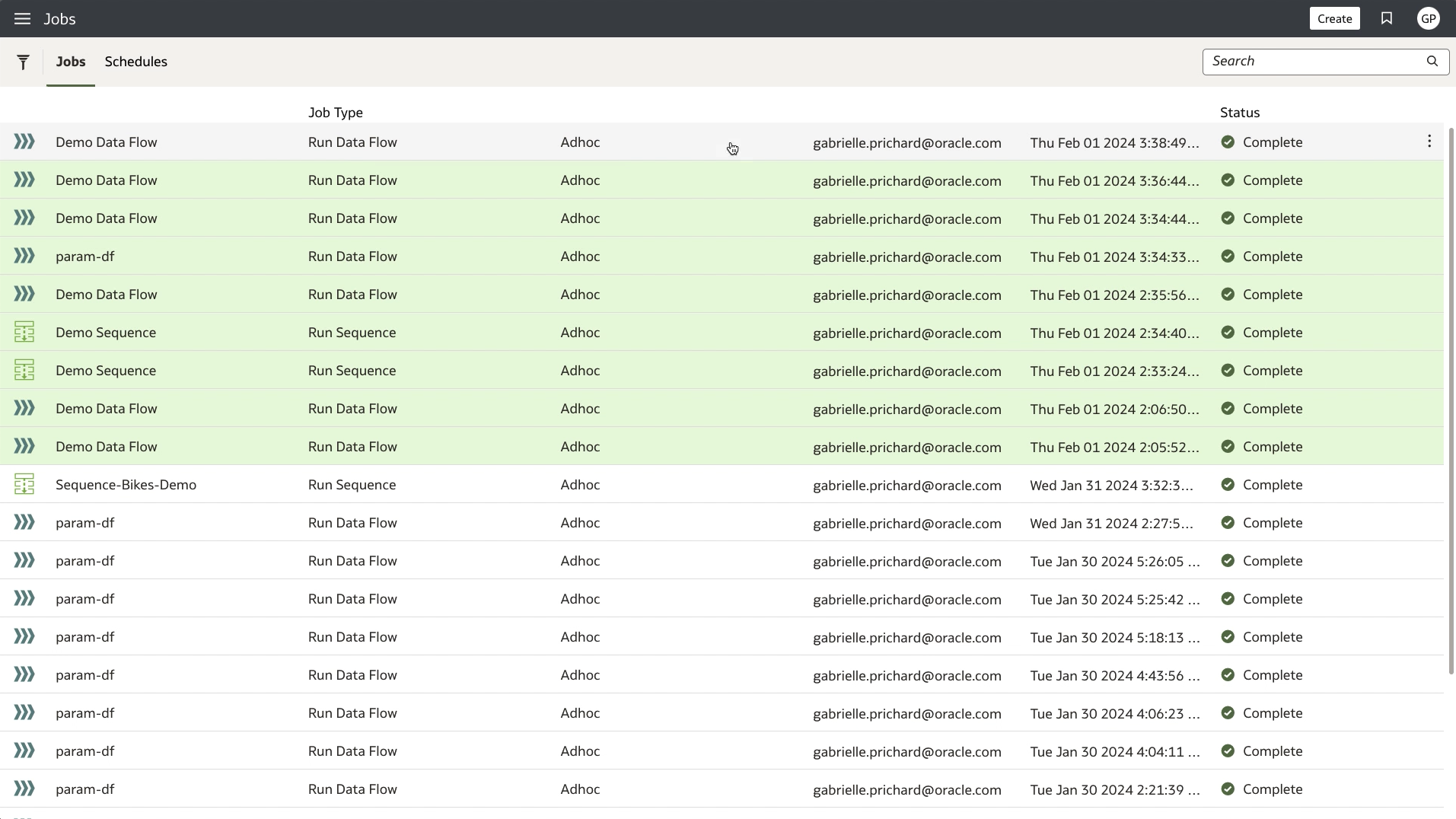 Using the REST API to process data flows and sequences