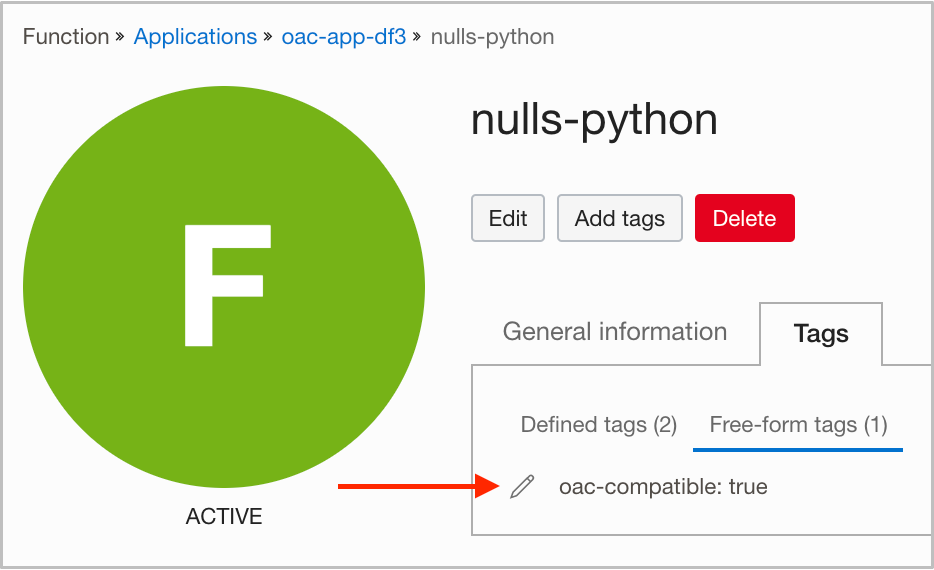 oac-compatible tag on the function
