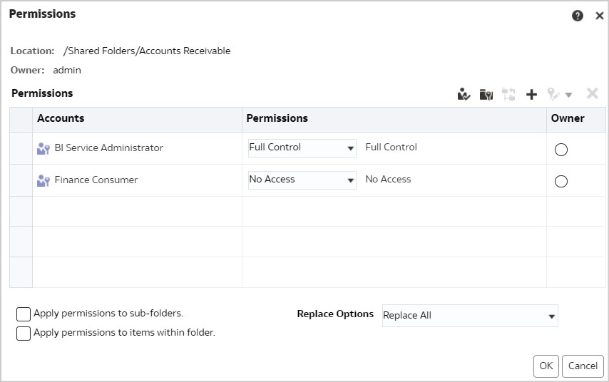 Accounts Receivable Folder Classic Permissions