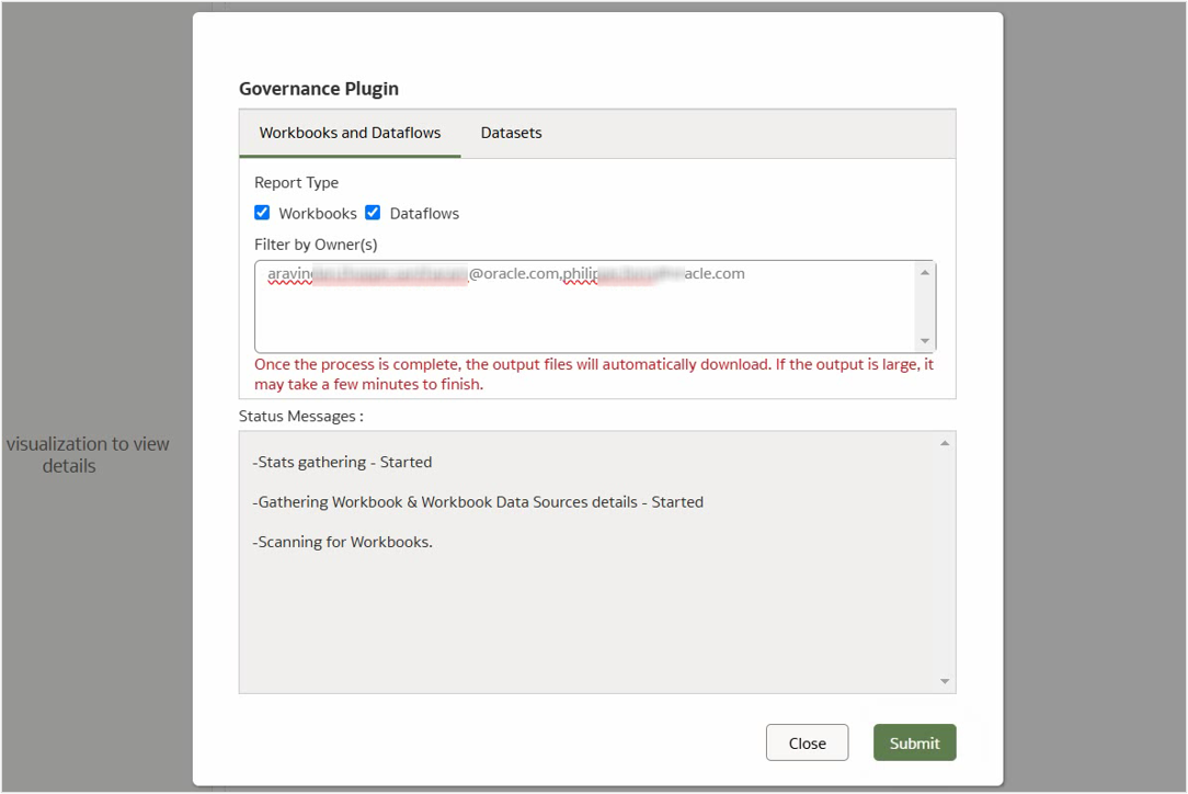 Provide input on the Workbooks and Dataflows tab