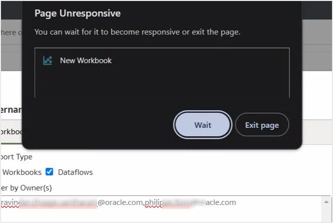 Click the Wait button when the page is unresponsive