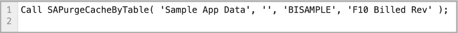 Sample code using SAPurgeCacheByTable function