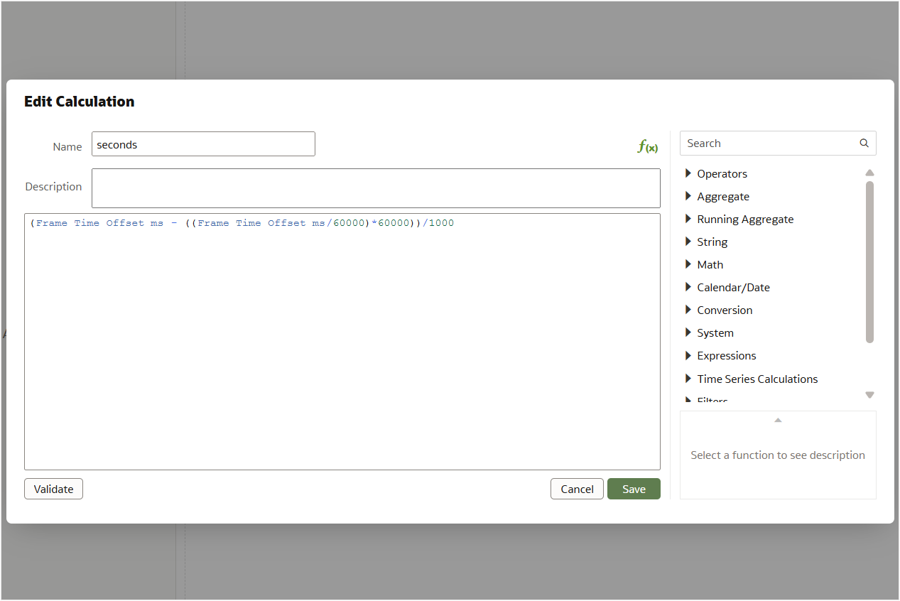 Calculation for extracting seconds from Frame Time Offset ms