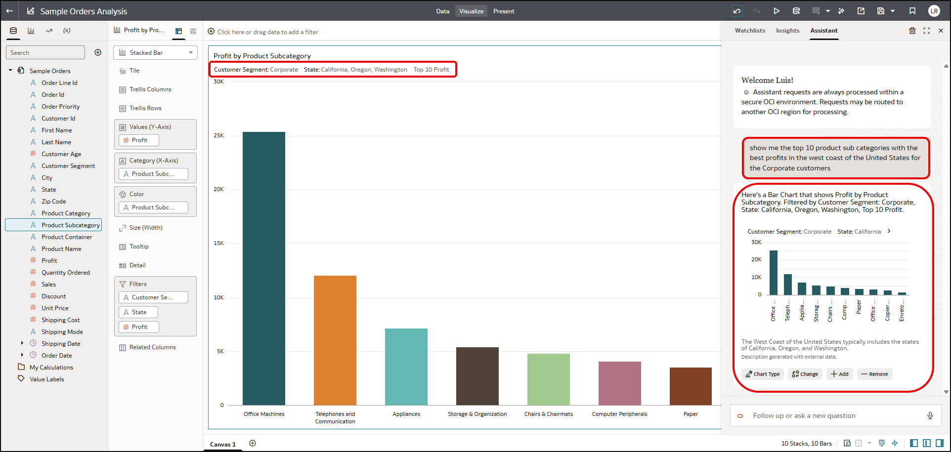 The Assistant in action with beautified column names.