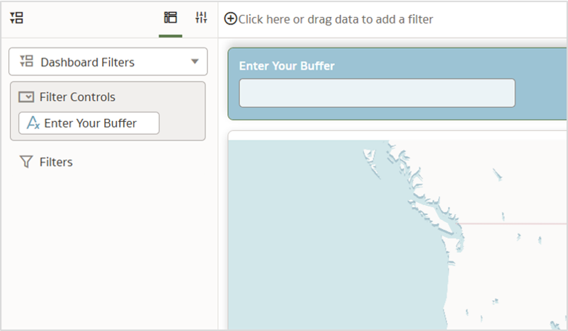 Figure 5: Using the Enter Your Buffer parameter as a dashboard filter to override the default session variable value.