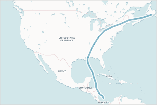 Figure 3: A Shapefile or GeoJSON converted to Linestring geometry.