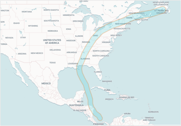 Figure 5: Map with the high-risk buffer zone generated through spatial SQL using polygon geometry.
