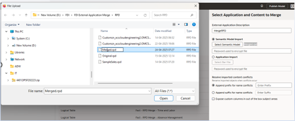 Select the Application