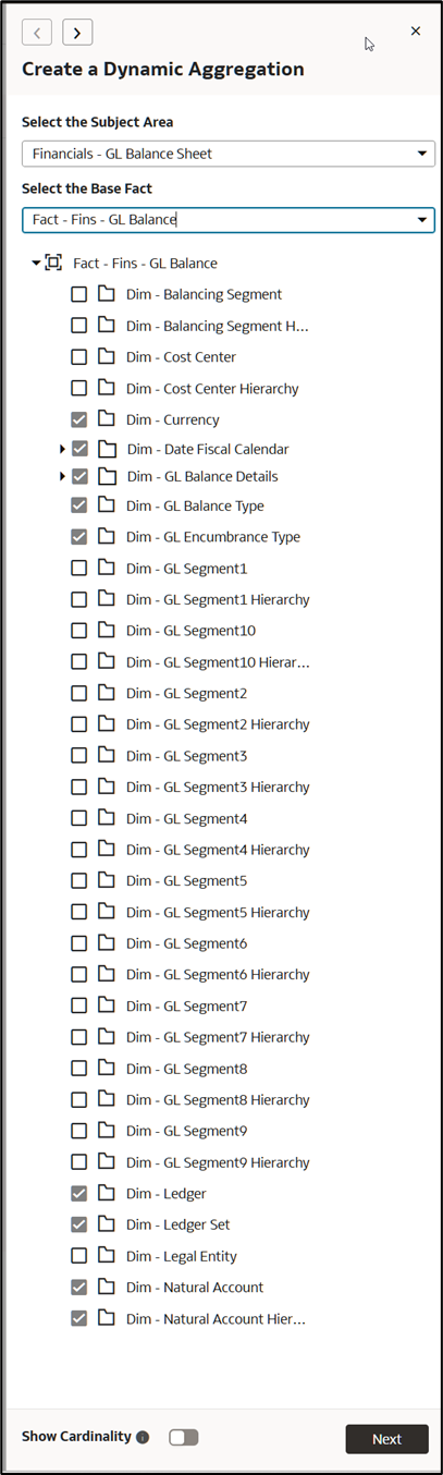 Navigate to the Create Dynamic Aggregation page
