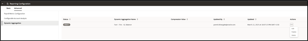 Navigate to the reporting configuration