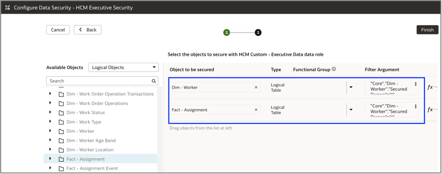 image - data filter on logical objects