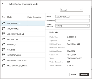 Select your vector model