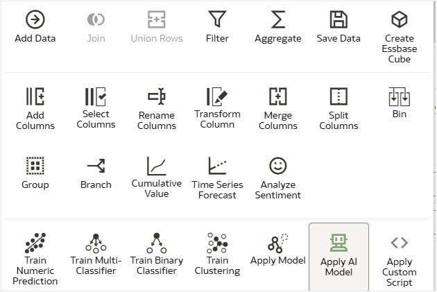 Add Apply AI Model step in the dataflow