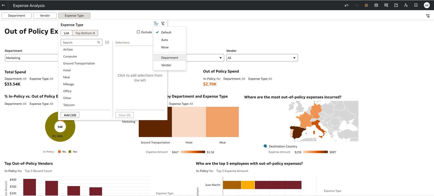 Enhancements to the Limit Values By Setting for Filters in Oracle Analytics