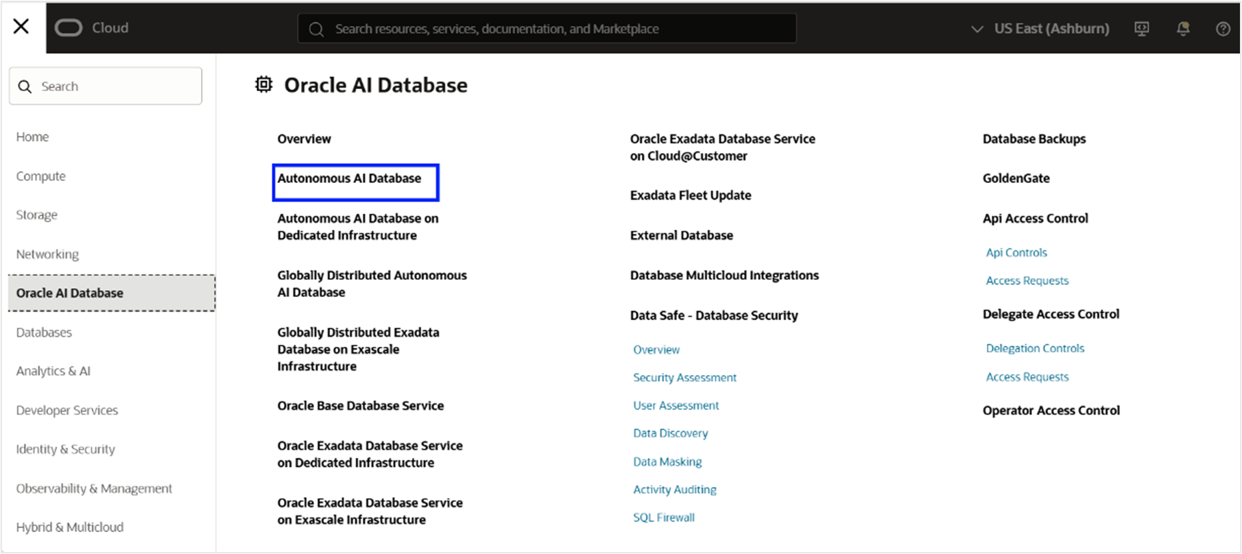 An image showing Oracle AI Database page.