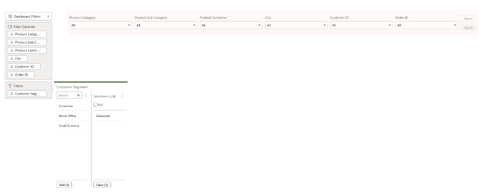 Dashboard Filter Bar
