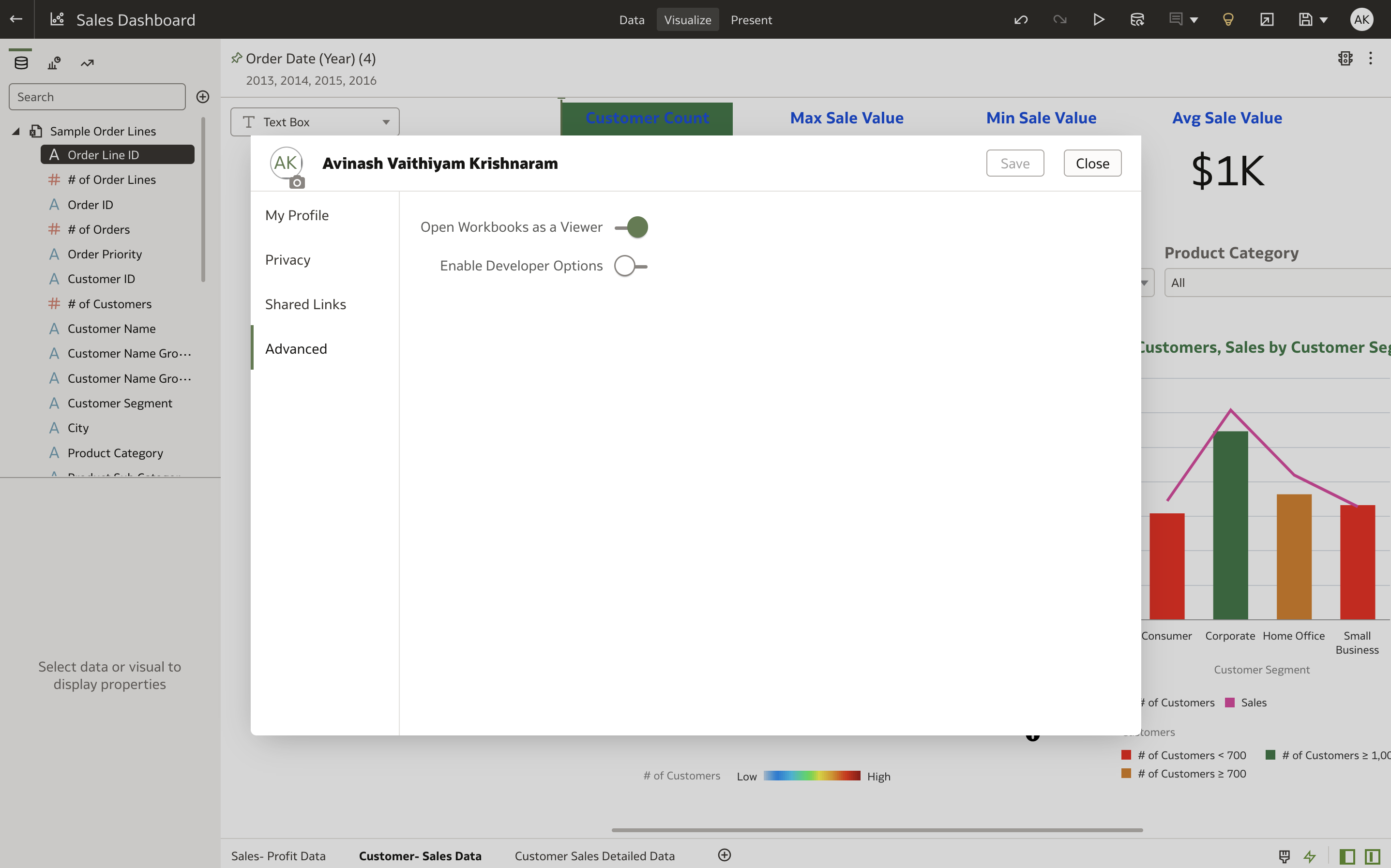 User profile setting