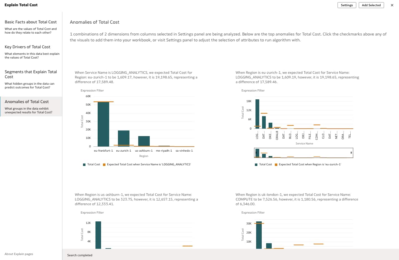 Investigate OCI cost anomalies with Oracle Analytics Cloud Explain – Part 3 of 3