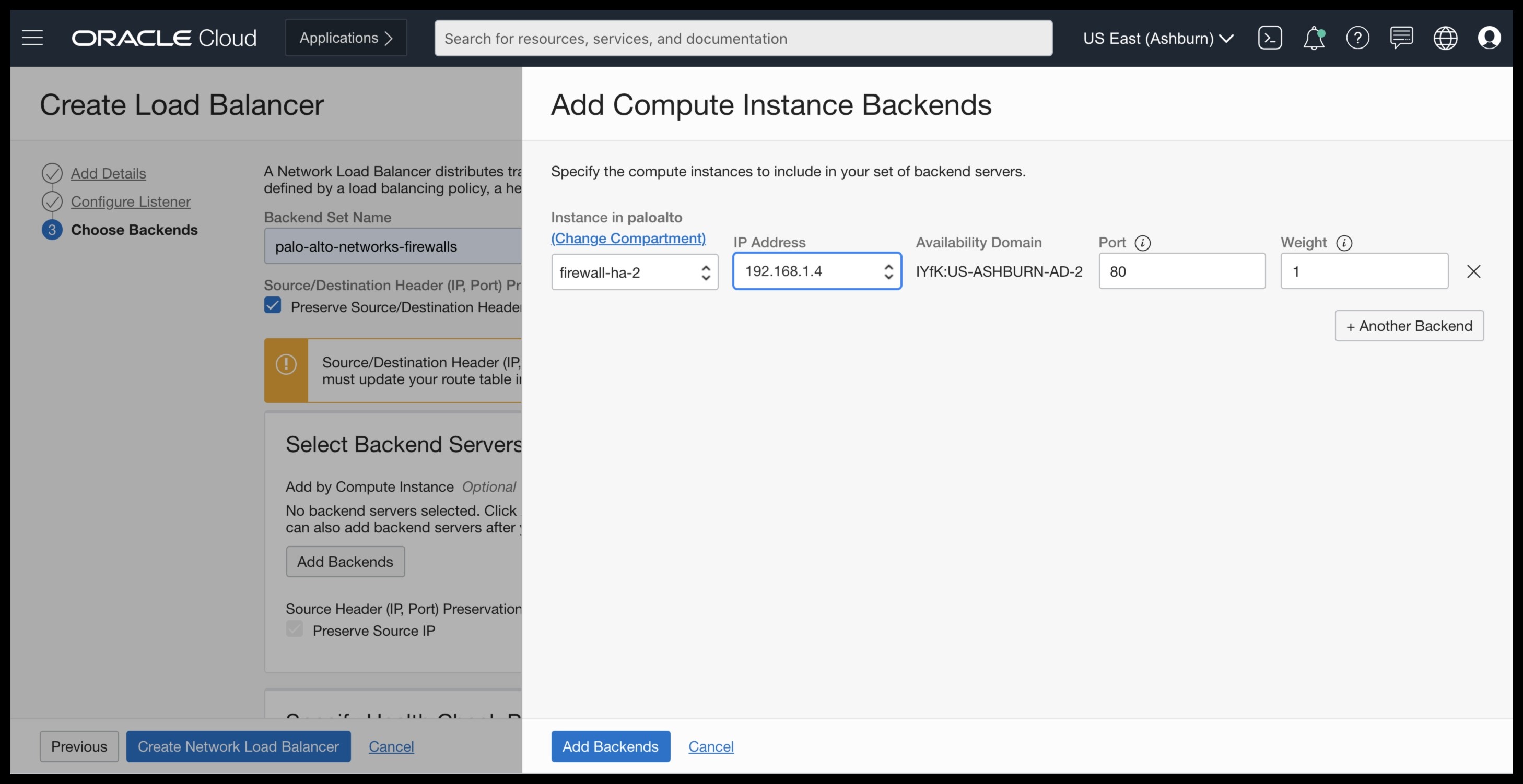 A screenshot of the Add Compute Instance Backends window in the load balancer creation section.