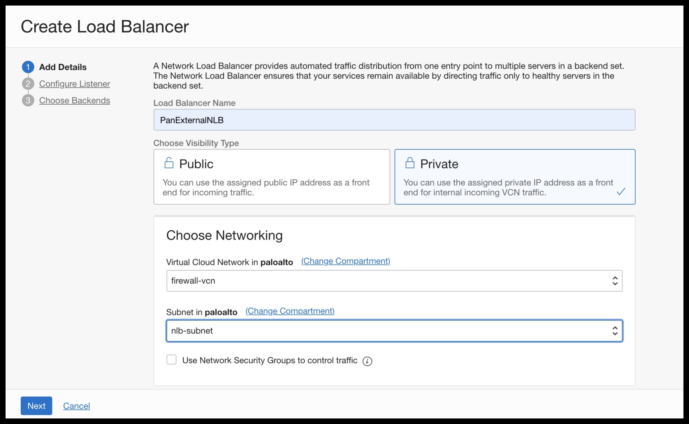 A screenshot of the Create Load Balancer page in the Console.