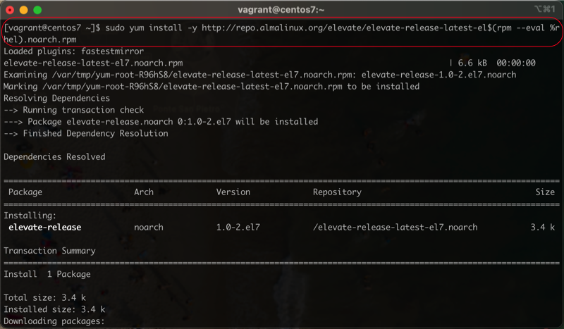 Elevate release RPM installation