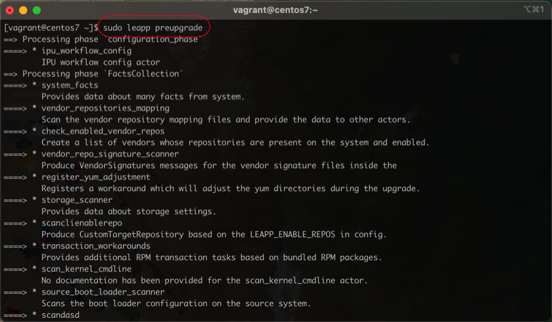 Execute leapp pre-upgrade process