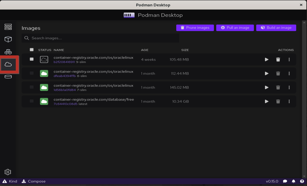 podman-desktop images