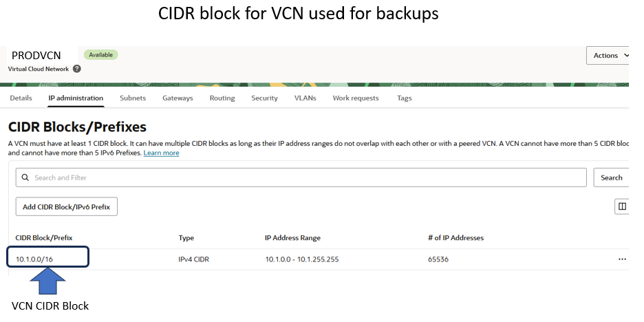 Backup VCN