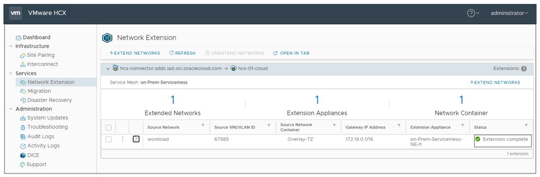 A screenshot of the completed L2 network extension.
