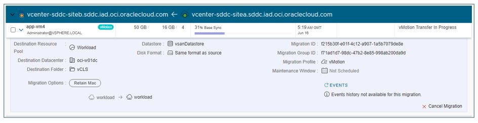 A screenshot of the migration in progress.